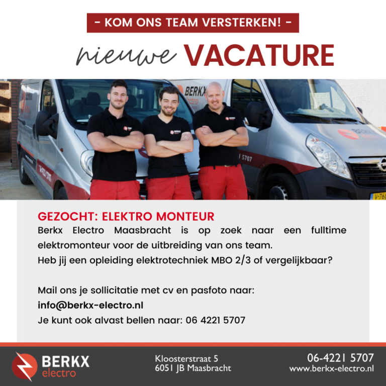 Berkx Electro – Vacature elektromonteur-zomer2021